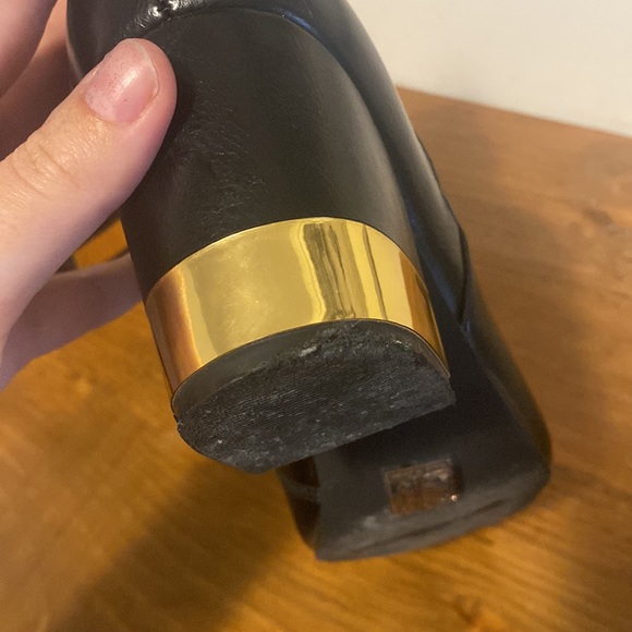 Vegan Leather Black Ankle Boots with Gold Details - Picture 5 of 7